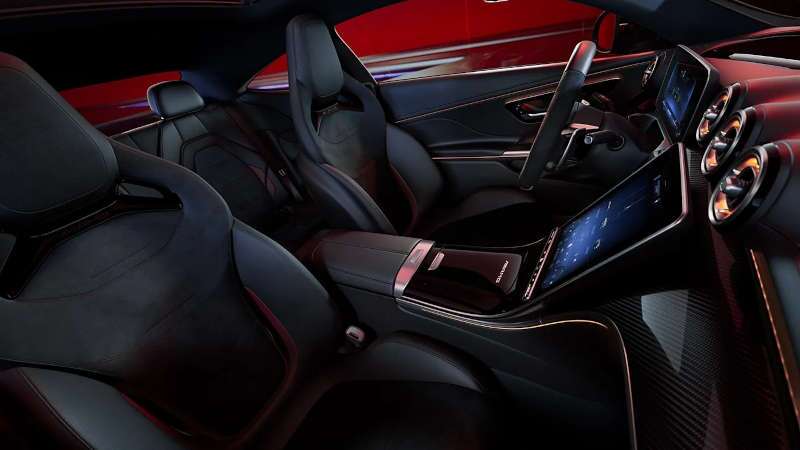 The cockpit and seating in the 2026 Mercedes AMG® CLE 53 Coupe