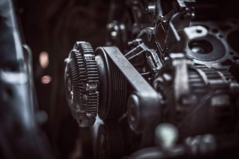 A detail of a heavy truck transmission.