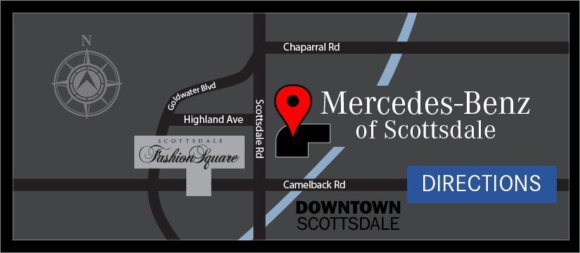 dark map of directions to mercedes-benz of scottsdale