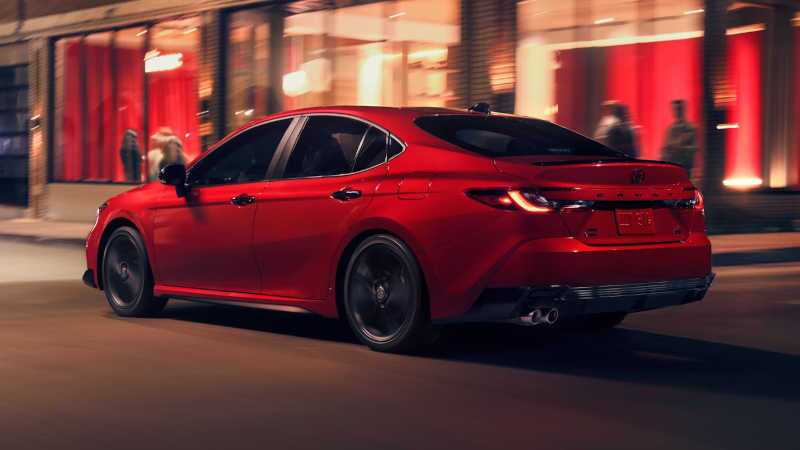A rear quarter exterior view of the 2026 Toyota Camry