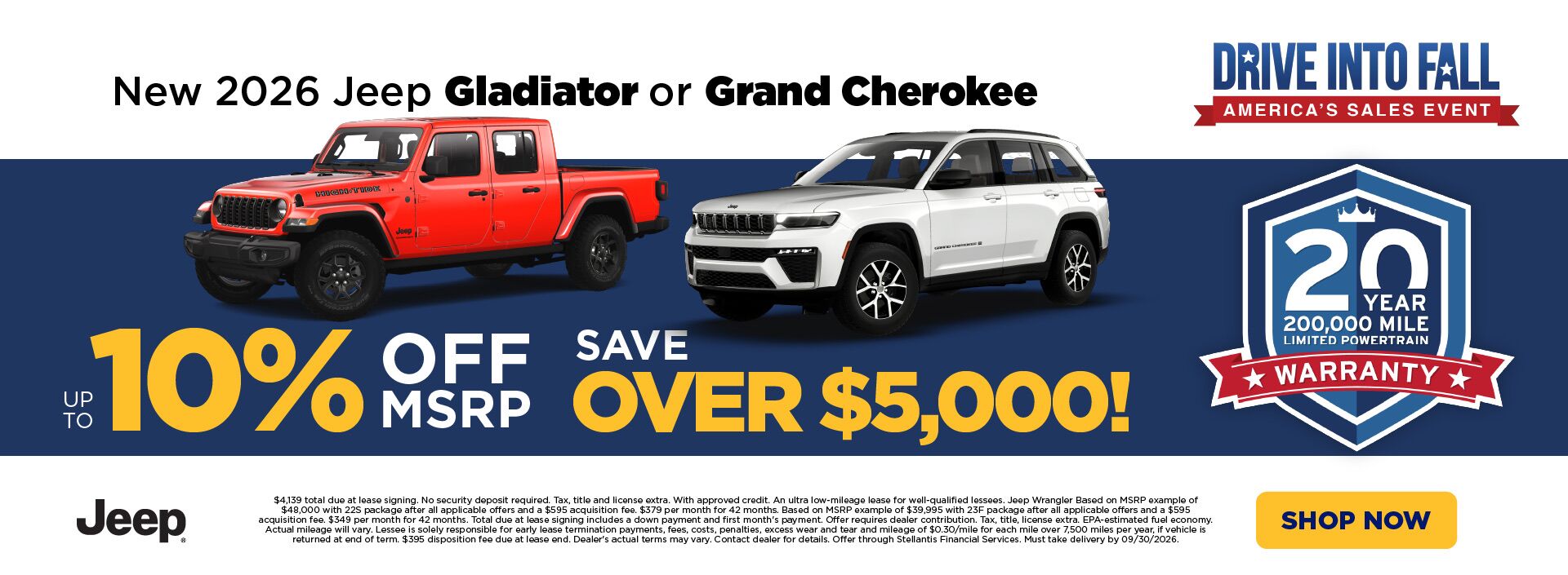 September Jeep Gladiator and Grand Cherokee