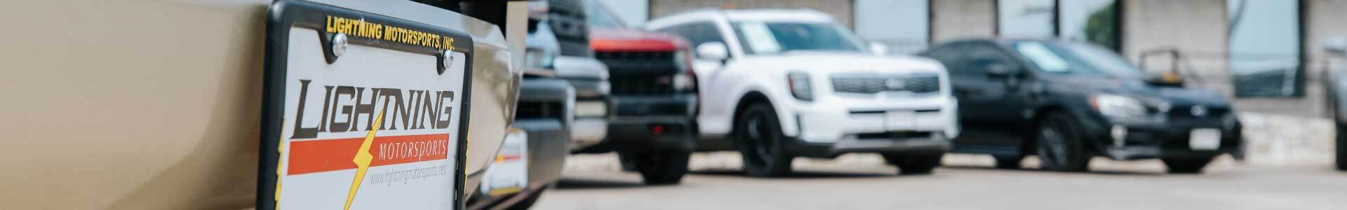Lightning Motorsports vehicles on lot