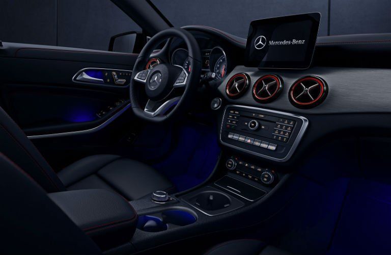 view of 2018 Mercedes-Benz CLA dashboard from passenger's seat