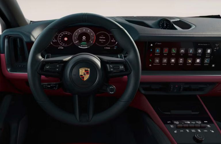 steering wheel of the 2025 Cayenne Coupe