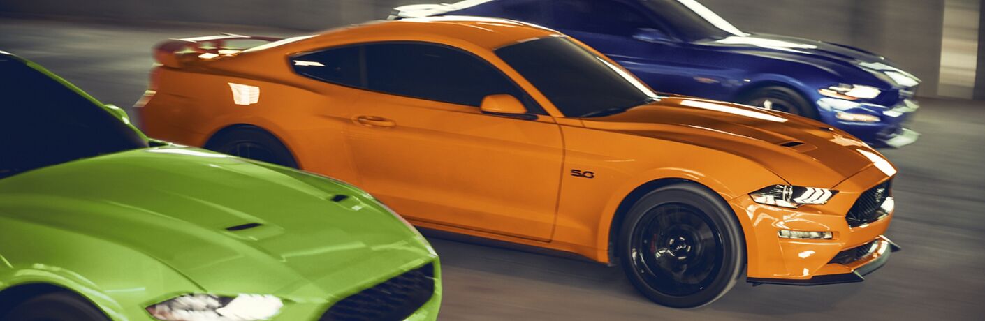 three 2020 Ford Mustang vehicles