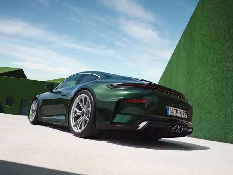 A rear 3/4 exterior view of the Porsche 911 GT3 Touring