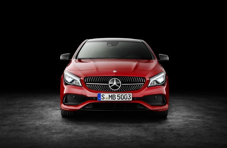 Red 2017 Mercedes-Benz CLA with diamond-studded grille