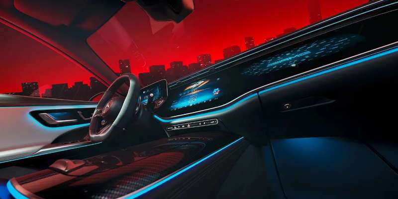 The MBUX Hyperscreen infotainment system in the 2025 Mercedes-Benz AMG® E 53 Hybrid Sedan near Scottsdale