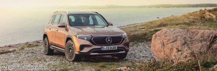 Gold 2022 Mercedes-Benz EQB Front Exterior on the Coast
