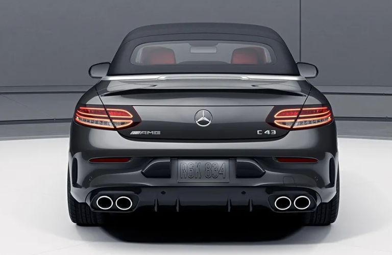 Rear view of the 2023 Mercedes-AMG C 43 Cabriolet