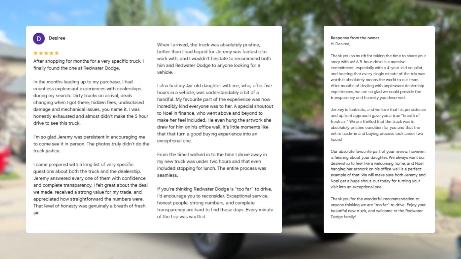 Desiree's Experience at Redwater Dodge