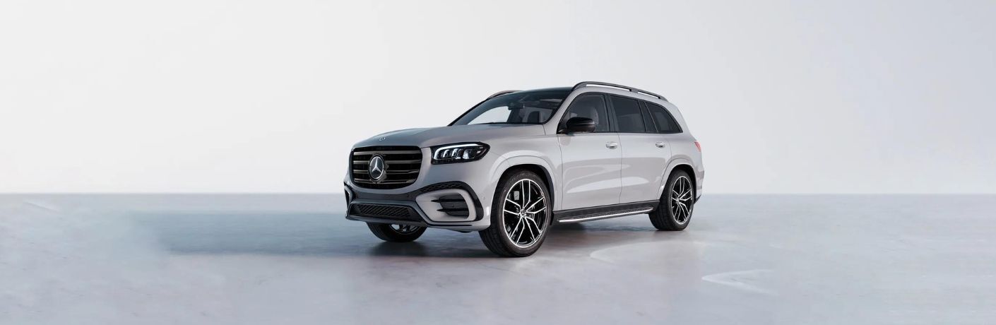 One grey color 2024 Mercedes-Benz GLS is parked.