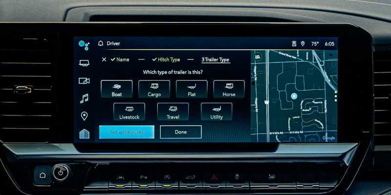 The trailering module in the infotainment system in a Chevy diesel truck