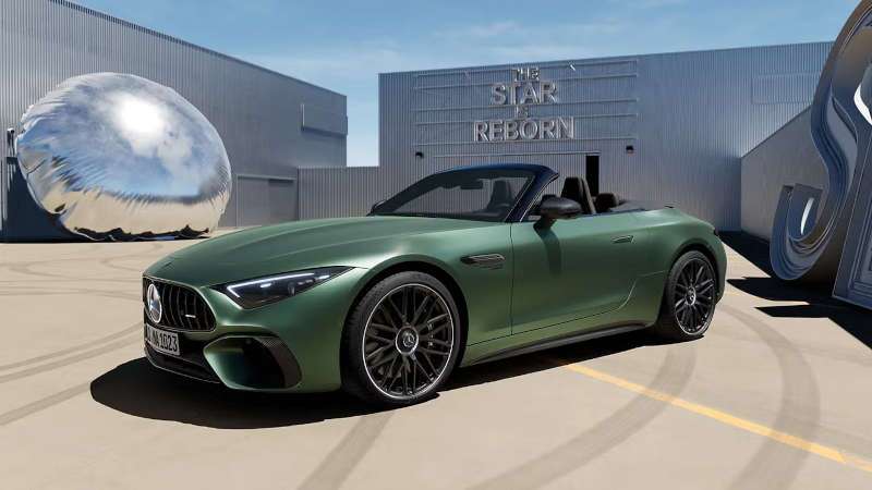 A front quarter exterior view of the 2025 Mercedes-Benz AMG® SL 55 Roadster