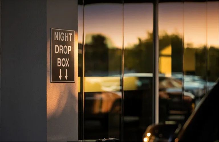 the night drop box for keys at a Mercedes-Benz dealership