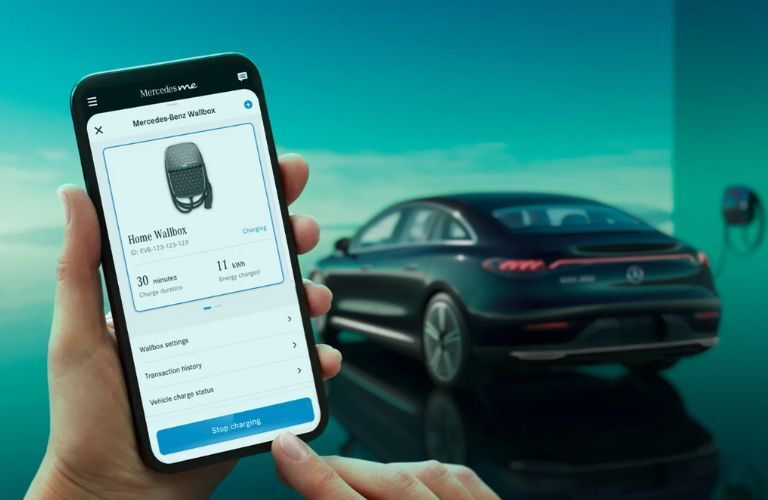 a phone showing range of a MB EQ model