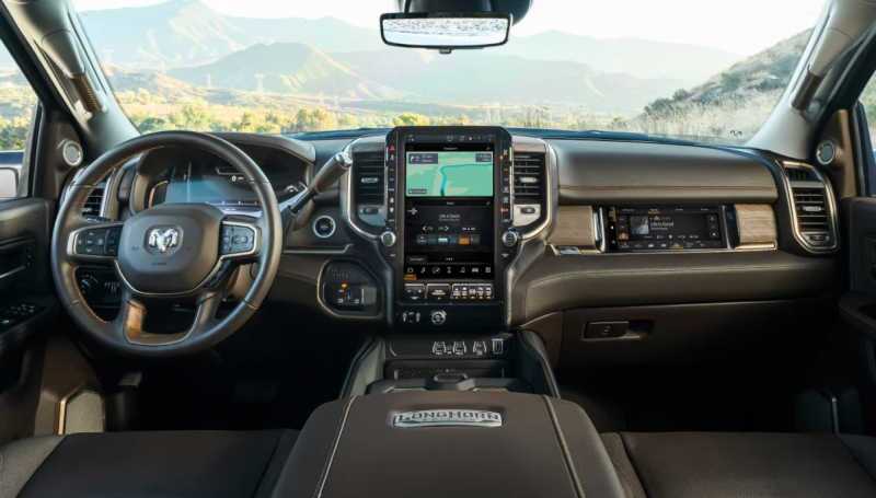 The expansive displays and controls in the 2026 Ram 3500