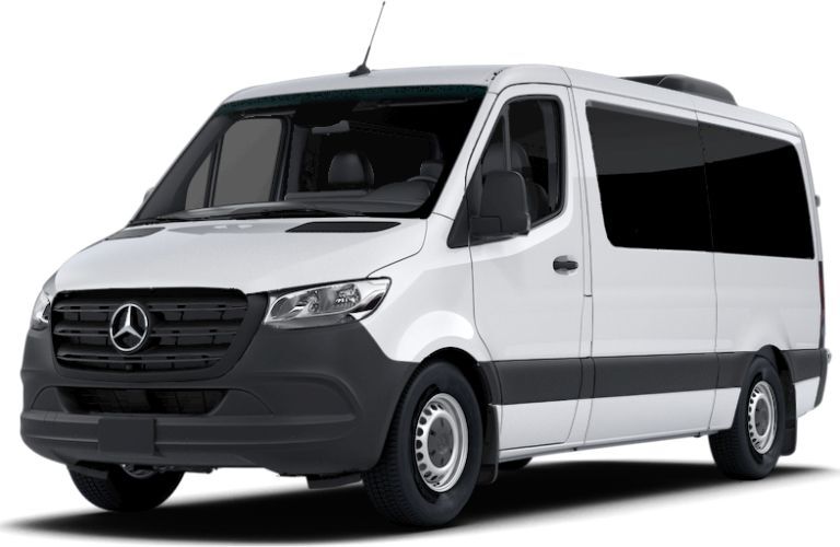 2025 Mercedes-Benz Sprinter Passenger Van front and side angle on white