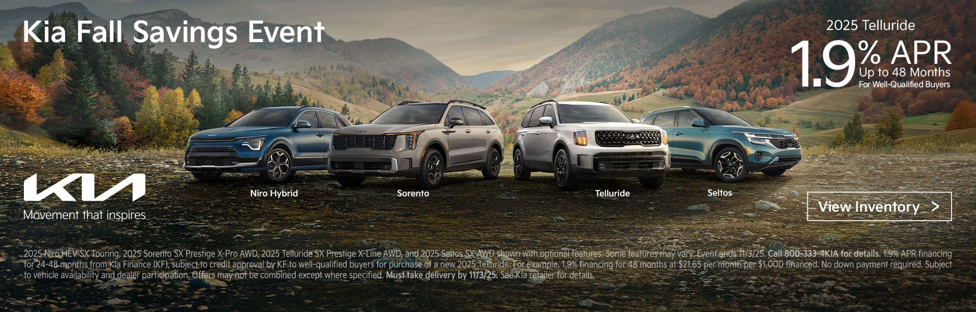 2025 Kia Fall Savings Event Telluride Offer