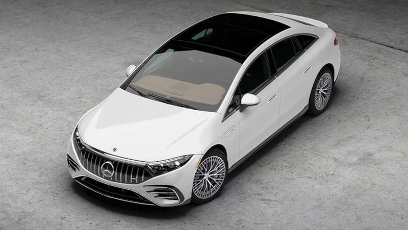 A top-down front view of the 2025 Mercedes-Benz AMG® EQS Sedan.