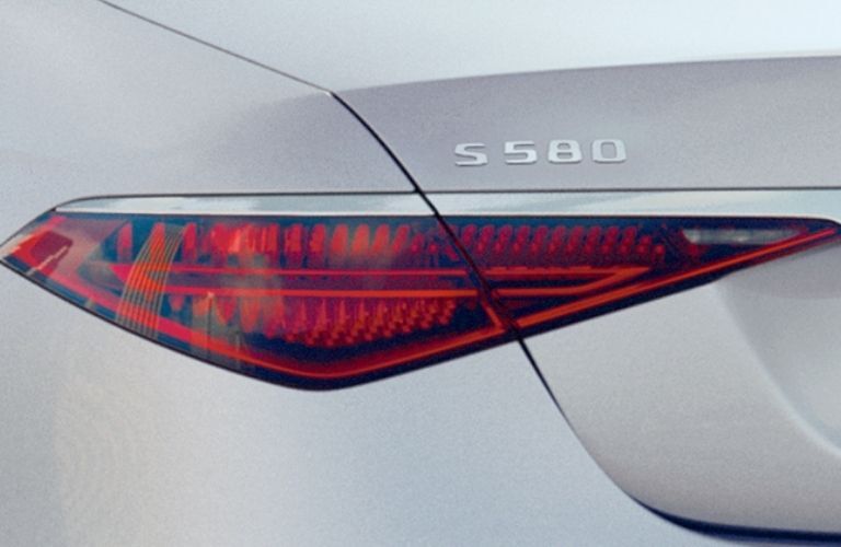 View of the rear taillight of the 2022 Mercedes-Benz S-class