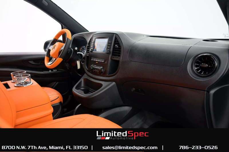 The cockpit and controls in the Brabus customized Metris passenger van