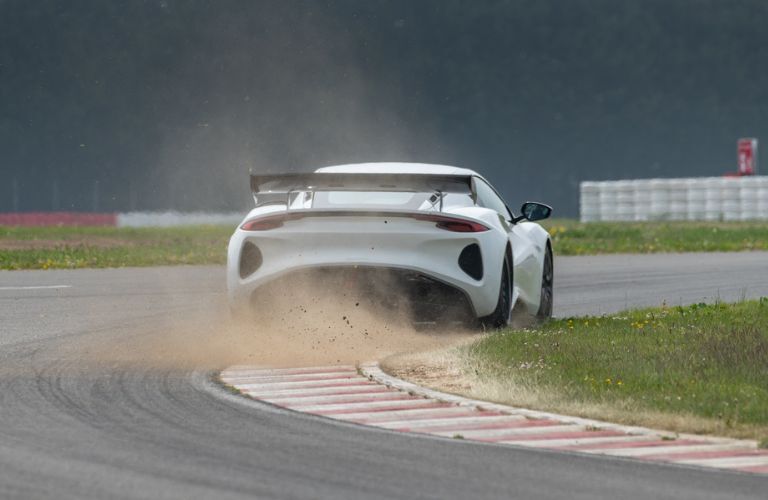 A Lotus Emira GT4 rear quarter view