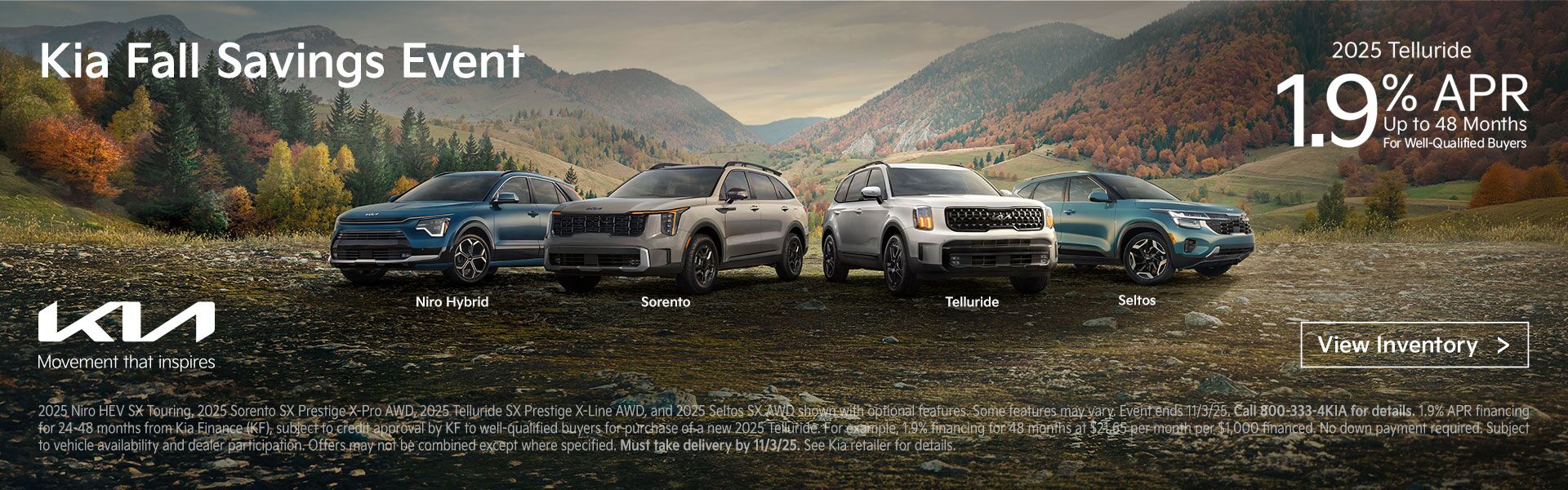 2025 Kia Fall Savings Event Telluride Offer