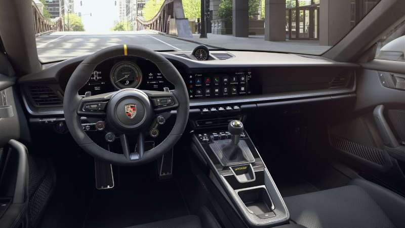 The high-tech, track-oriented cockpit of the 2025 Porsche 911 GT3 RS near Miami