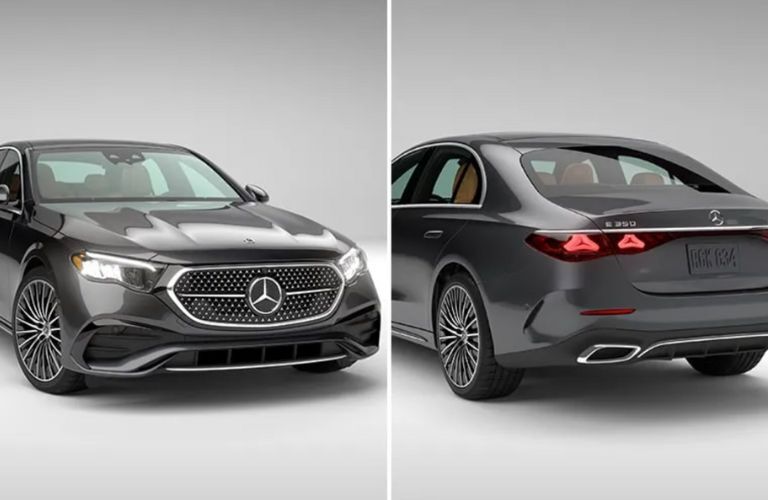 front and rear view of the 2025 Mercedes-Benz E 350 Sedan