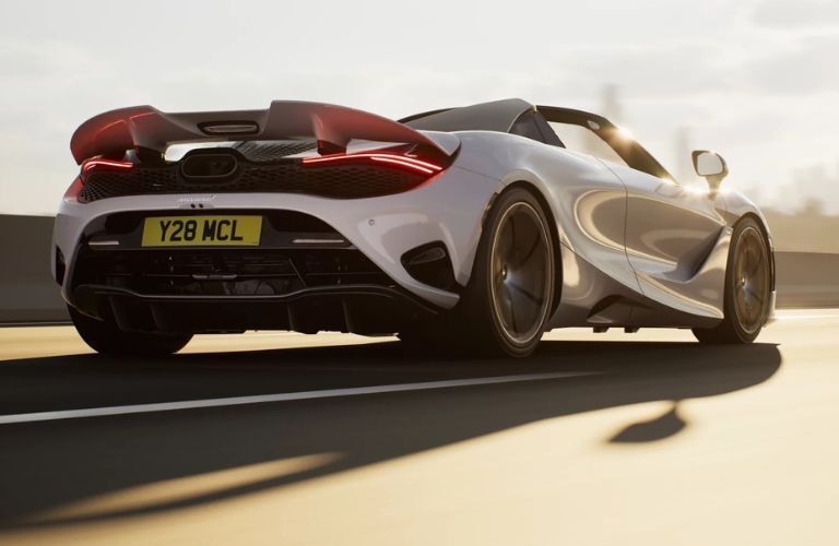 Rear view of the 2024 McLaren 750S Spider White