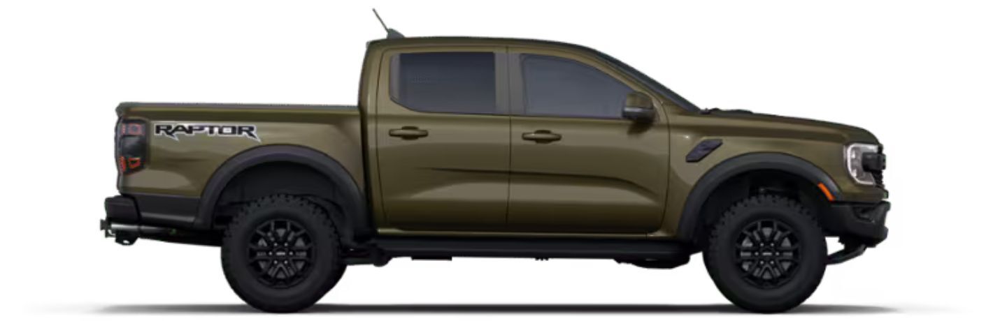 2025 Ford Ranger Raptor side view on white