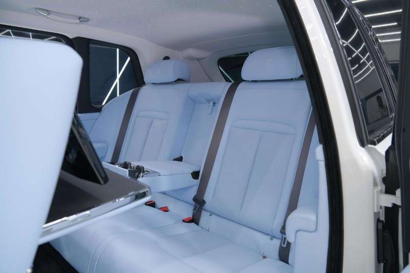 A rear interior view of the Rolls-Royce Cullinan Mansory Shooting Star