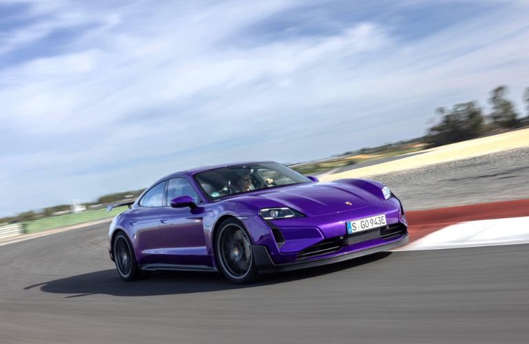 Porsche Taycan on a race track