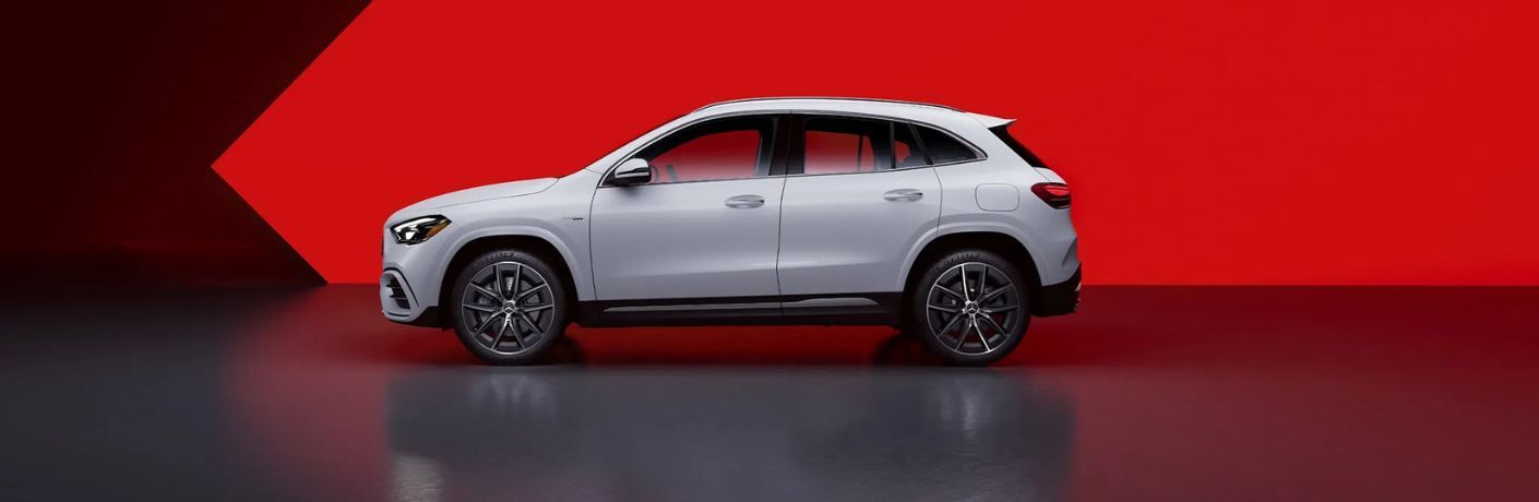 Side view of the 2026 Mercedes-AMG® GLA SUV White