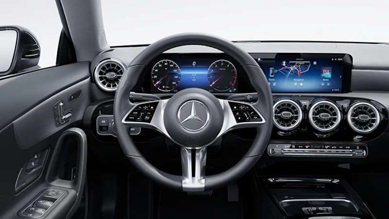 The controls and displays in the 2025 Mercedes-Benz CLA 250 4MATIC® Coupe
