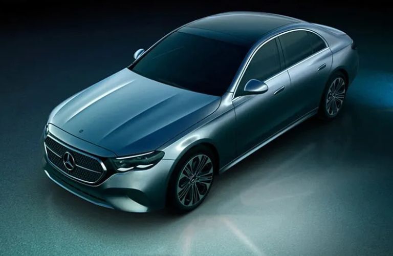 aerial side view image of the 2024 Mercedes-Benz E 350 4MATIC Sedan