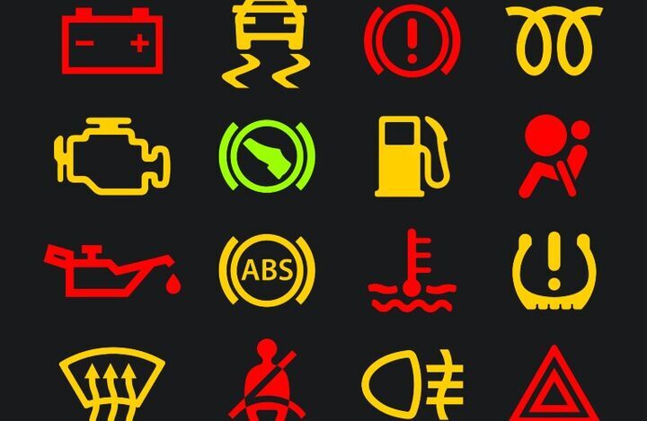 Assortment of Lamborghini dashboard warning lights