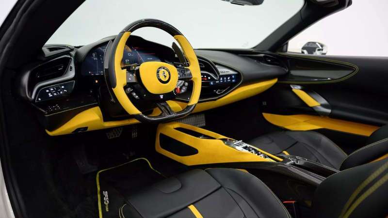The high-tech interior of the 2024 Ferrari SF90 Spider