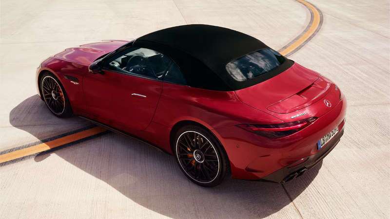 A rear 3/4 external view of the 2026 Mercedes-AMG® SL 55 Roadster Near Scottsdale