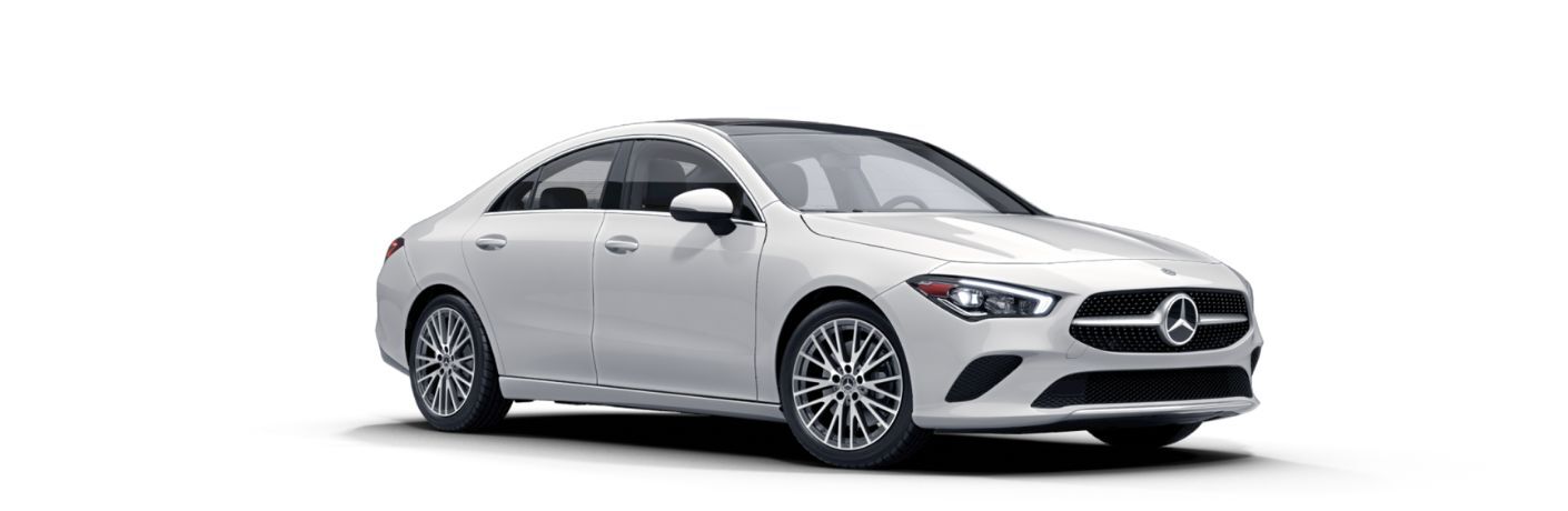 One grey color 2023 Mercedes-Benz CLA is shown in white background.