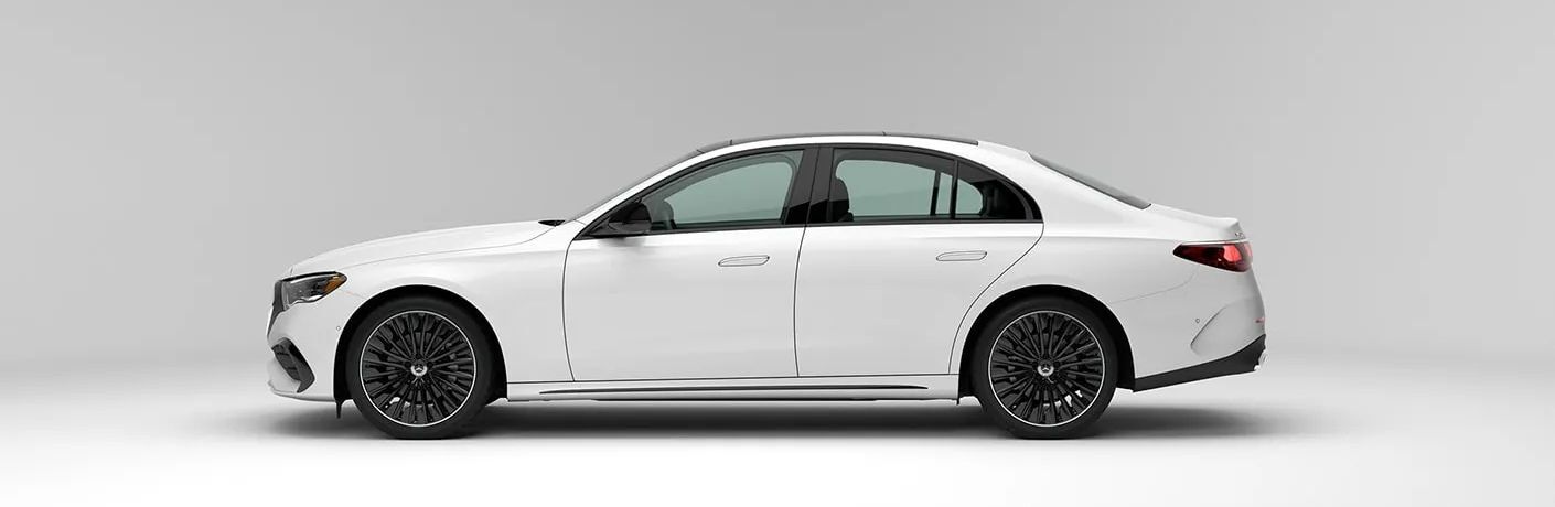 Side view of the 2025 Mercedes-Benz E 350 Sedan White