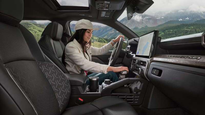 The cockpit of the Toyota Tacoma