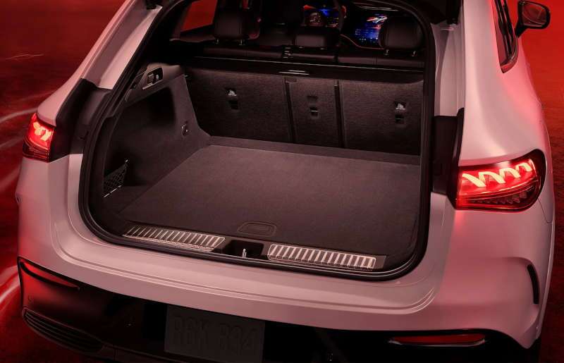 The spacious cargo area of the 2026 AMG® EQE SUV