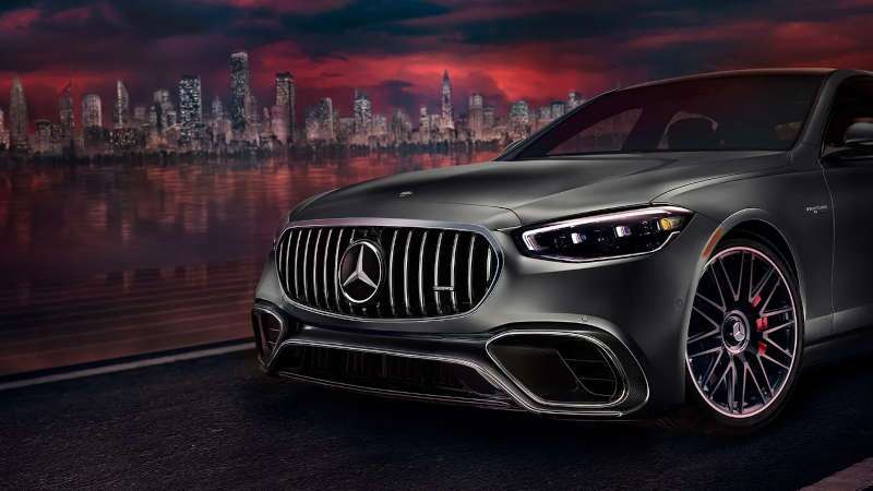 A front exterior view of the 2026 Mercedes-Benz AMG® S 63 E PERFORMANCE Sedan