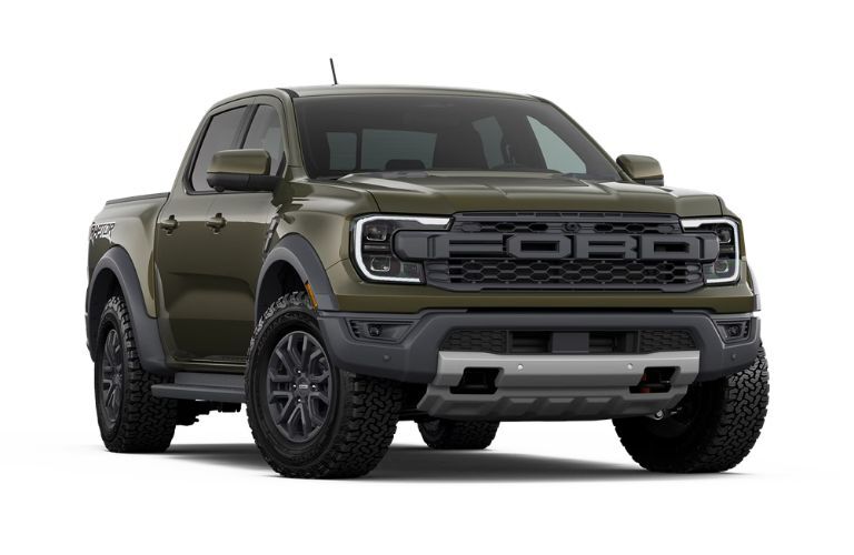 2026 Ford Ranger Raptor front angle on white