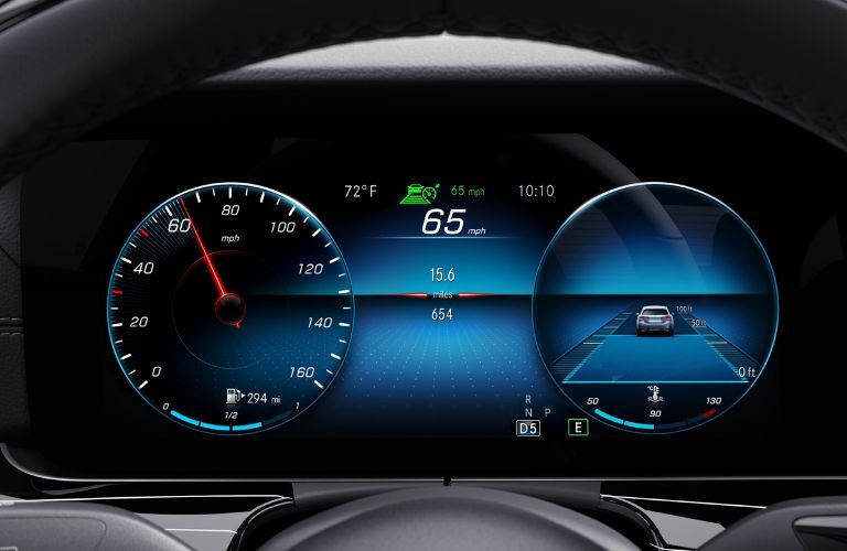 Standard digital instrument cluster of the Front console of the 2022 Mercedes-Benz E 350 sedan