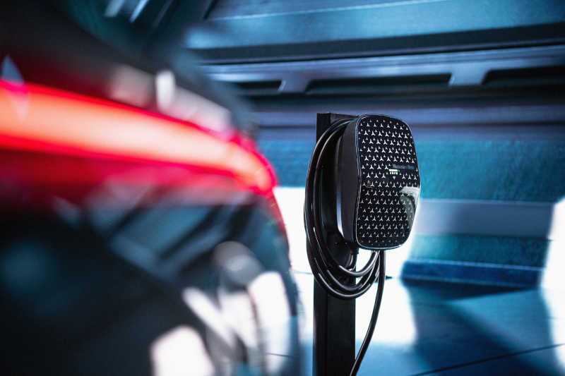 The Mercedes-Benz Wallbox in a home garage