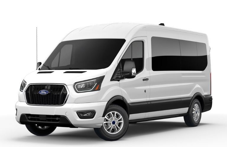 2026 Ford Transit Passenger Van XLT front and side angle
