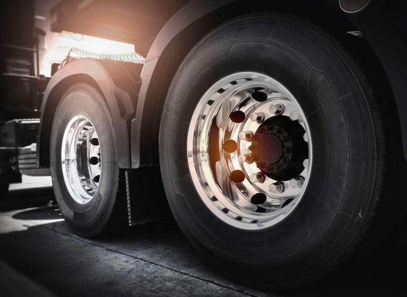 A detail of heavy truck tires.